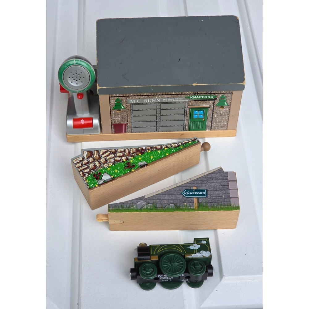 Thomas Wooden Railway Knapford Station Train M C BUNN Rolln' Whistle Emily Lot